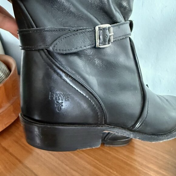 Frye Dorado Black Leather Ankle Buckle Boot Slouchy Size 8 - Picture 6 of 11